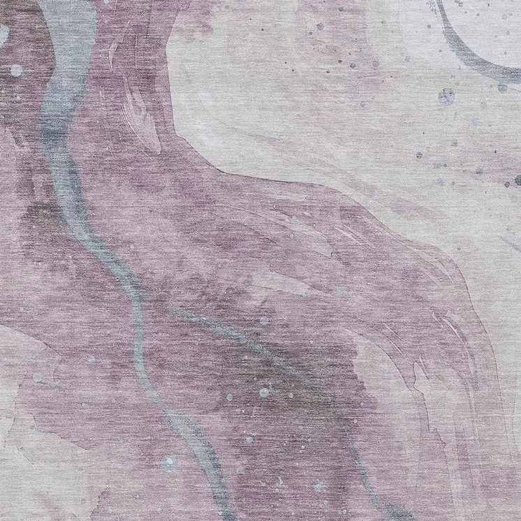 3' X 5' Lavender And Denim Blue Abstract Washable Indoor Outdoor Area Rug