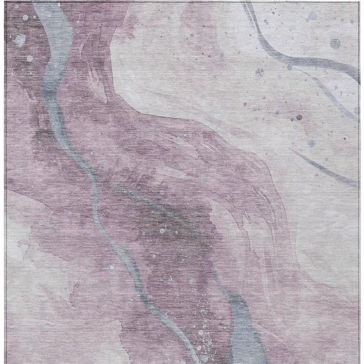 9' X 12' Lavender And Denim Blue Abstract Washable Indoor Outdoor Area Rug