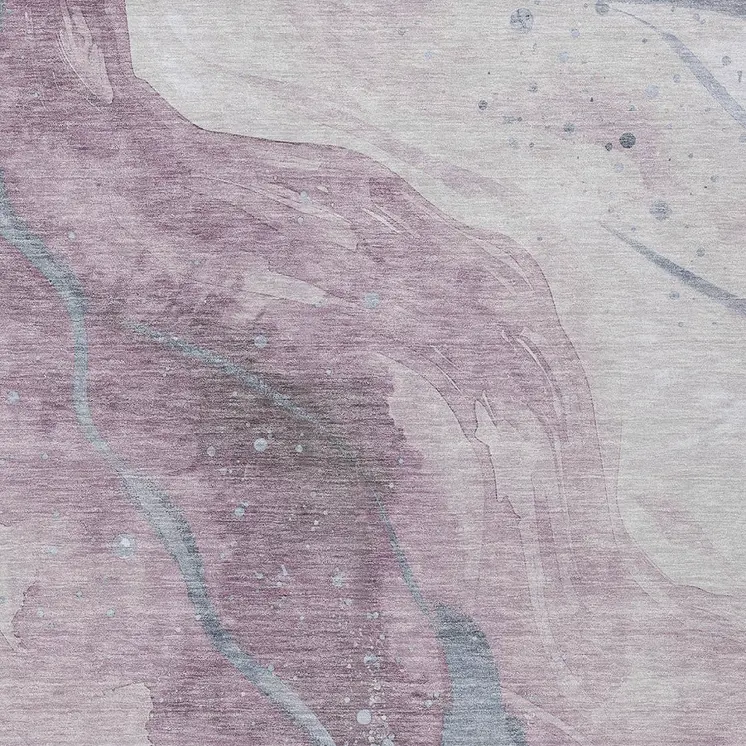 9' X 12' Lavender And Denim Blue Abstract Washable Indoor Outdoor Area Rug