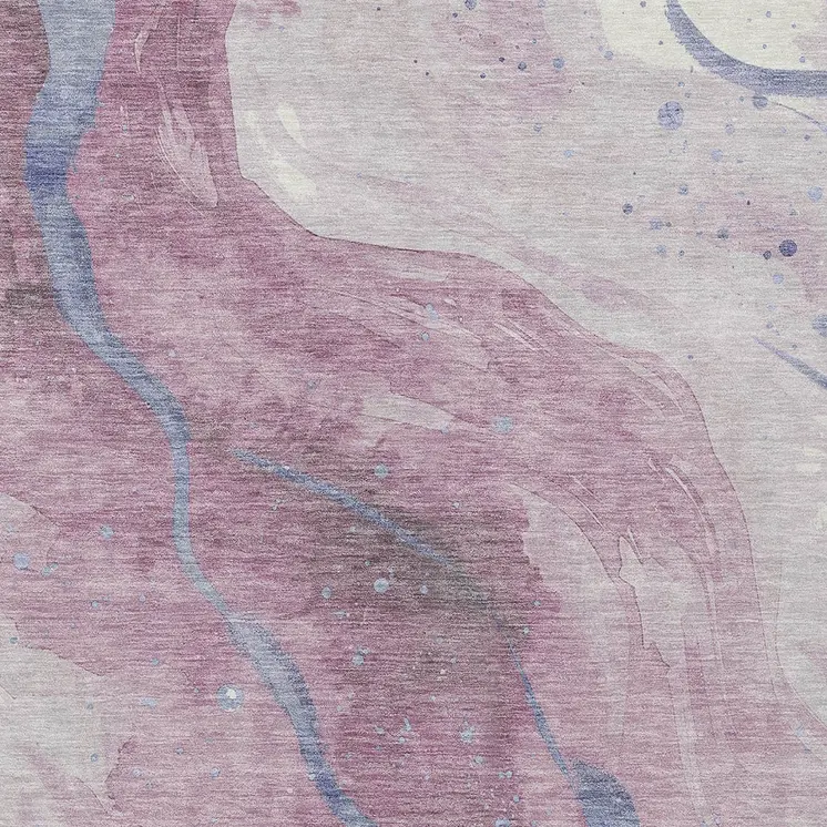 3' X 5' Mauve And Pink Abstract Washable Indoor Outdoor Area Rug