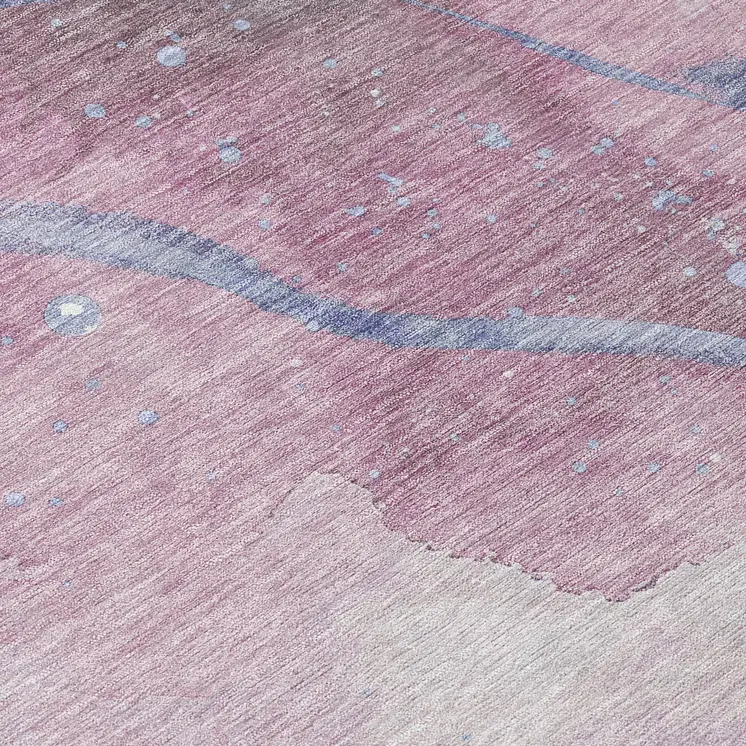 8' Mauve And Pink Round Abstract Washable Indoor Outdoor Area Rug