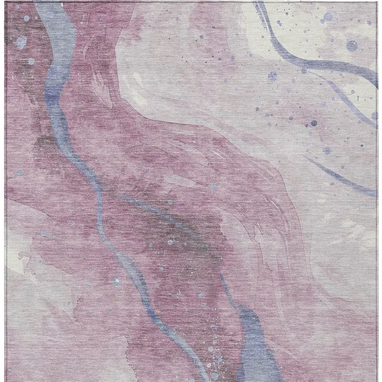 9' X 12' Mauve And Pink Abstract Washable Indoor Outdoor Area Rug