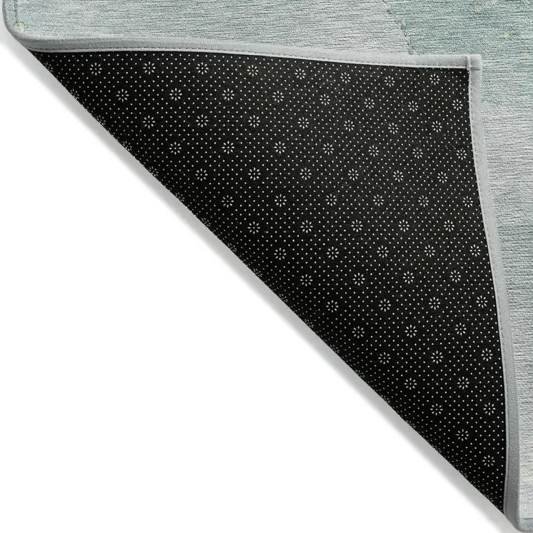 10' X 14' Teal Blue And Aqua Abstract Washable Indoor Outdoor Area Rug