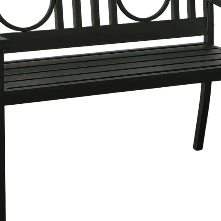 45" Black Metal Geometric Back Garden Patio Bench