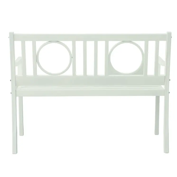 45" White Metal Geometric Back Garden Patio Bench