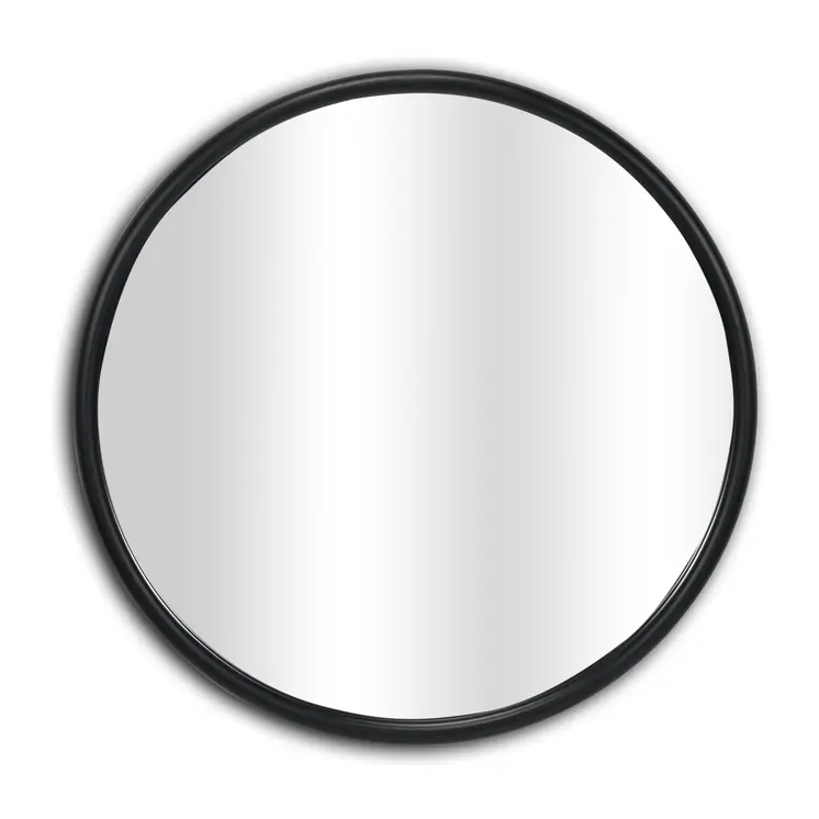 20" Black Metal Round Accent Mirror