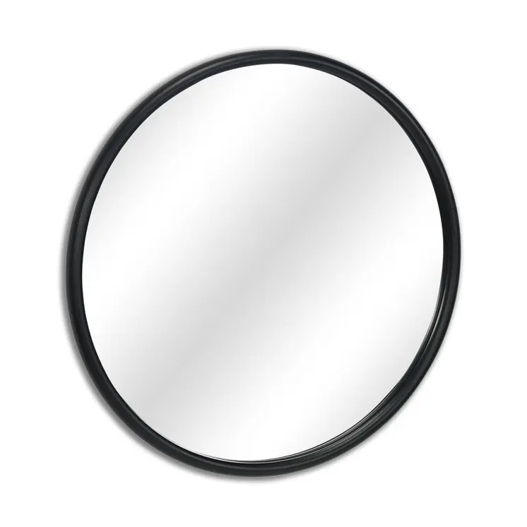 20" Black Metal Round Accent Mirror