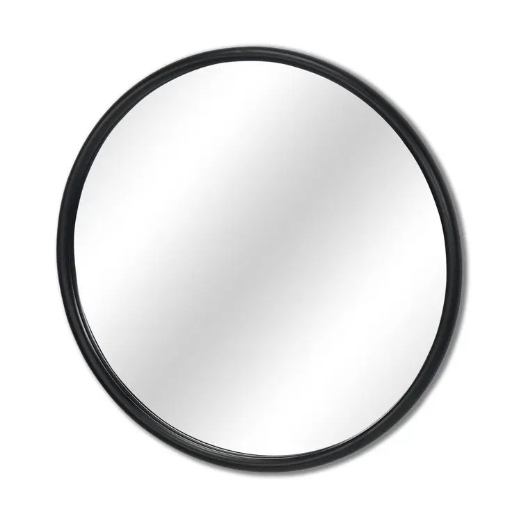 20" Black Metal Round Accent Mirror