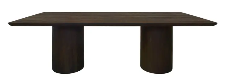 96" Dark Brown Solid Wood Double Pedestal Base Dining Table