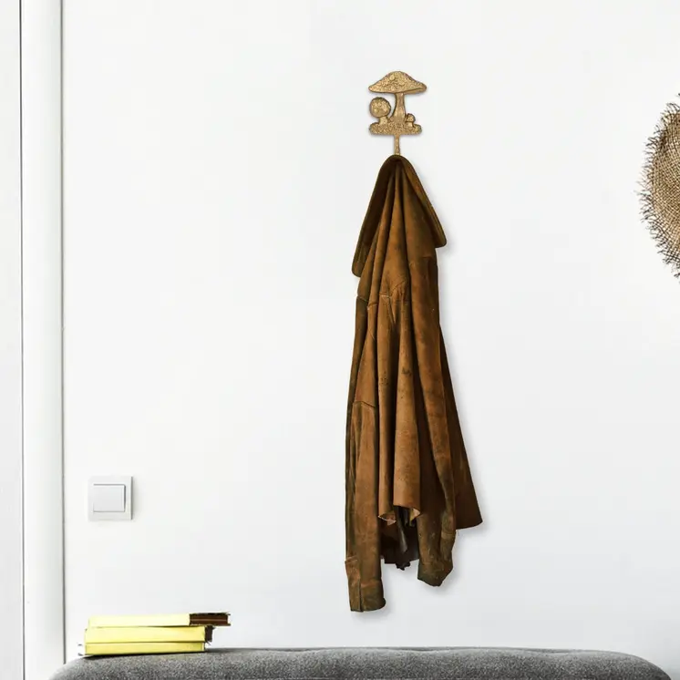 4" Gold Cast Iron Mushroom Wall Hook