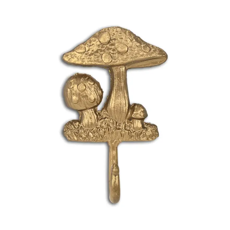 4" Gold Cast Iron Mushroom Wall Hook