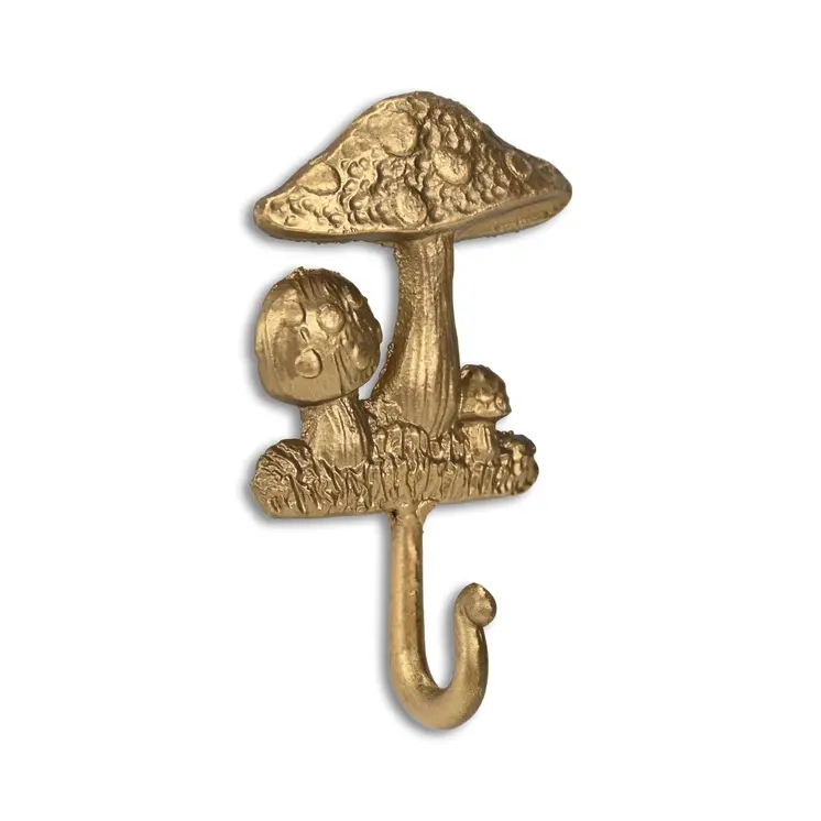 4" Gold Cast Iron Mushroom Wall Hook