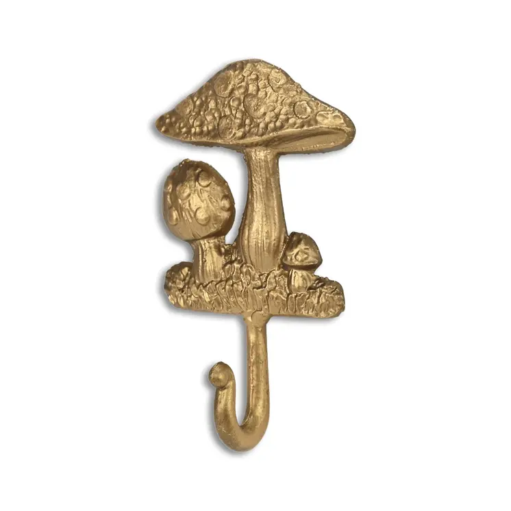 4" Gold Cast Iron Mushroom Wall Hook