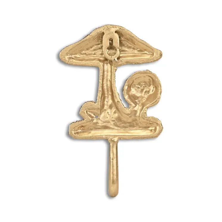 4" Gold Cast Iron Mushroom Wall Hook
