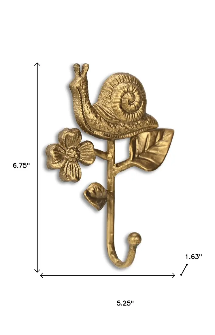 5" Gold Cast Iron Snail Wall Hook