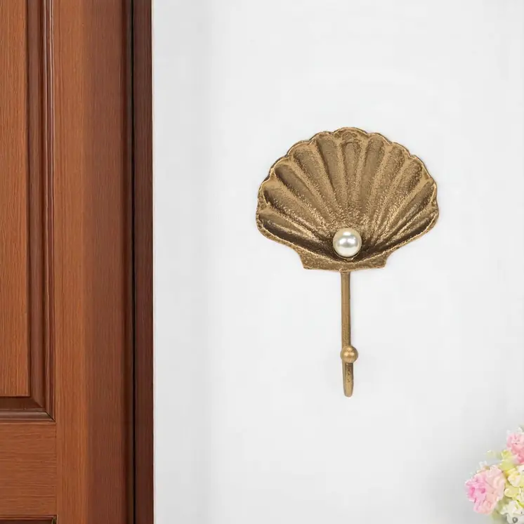 4" Gold Cast Iron Seashell Wall Hook