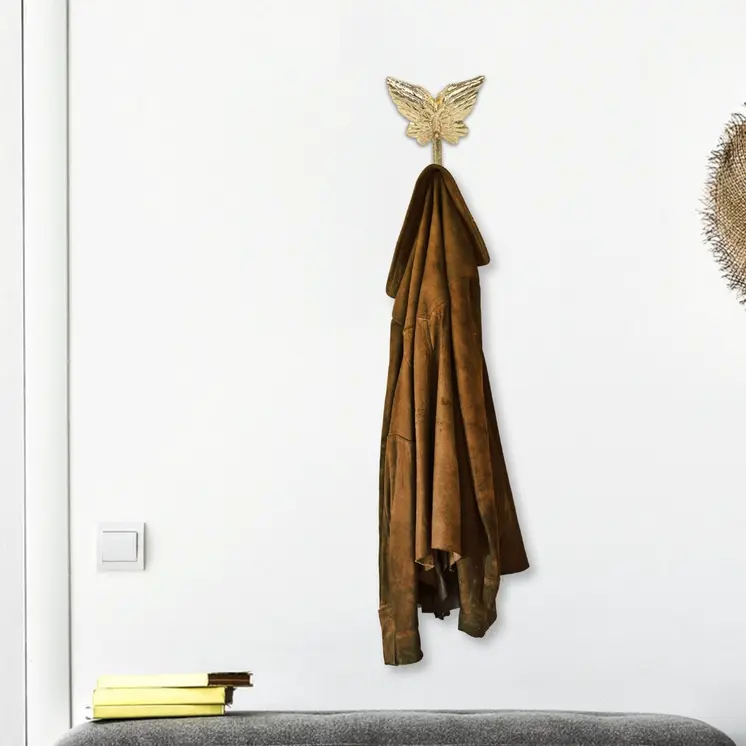 5" Gold Cast Iron Butterfly Wall Hook