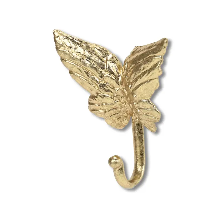 5" Gold Cast Iron Butterfly Wall Hook