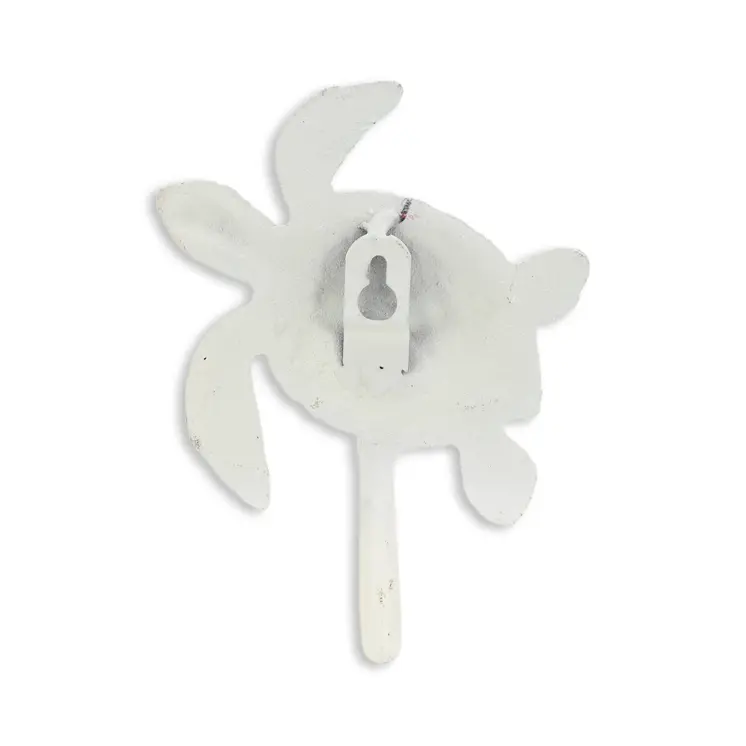 4" Blue And White Cast Iron Turtle Wall Hook