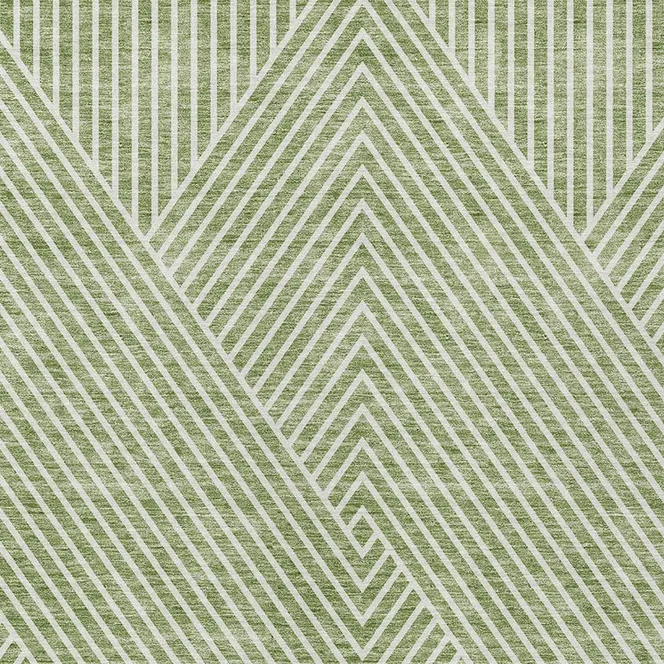 3' X 5' Sage And Ivory Geometric Washable Indoor Outdoor Area Rug