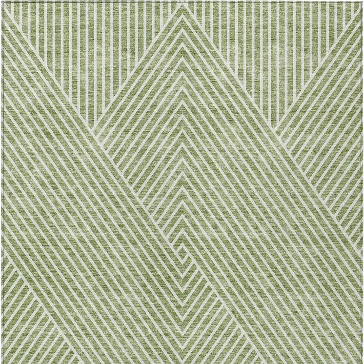 8' X 10' Sage And Ivory Geometric Washable Indoor Outdoor Area Rug