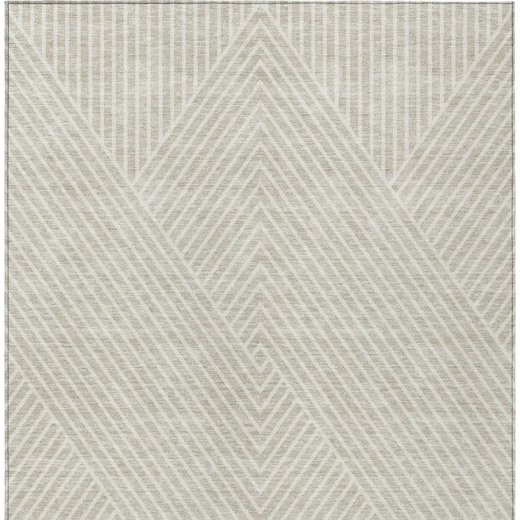 5' X 8' Beige And Ivory Geometric Washable Indoor Outdoor Area Rug