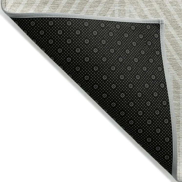 5' X 8' Beige And Ivory Geometric Washable Indoor Outdoor Area Rug