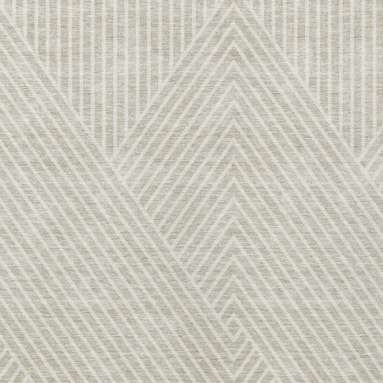 5' X 8' Beige And Ivory Geometric Washable Indoor Outdoor Area Rug