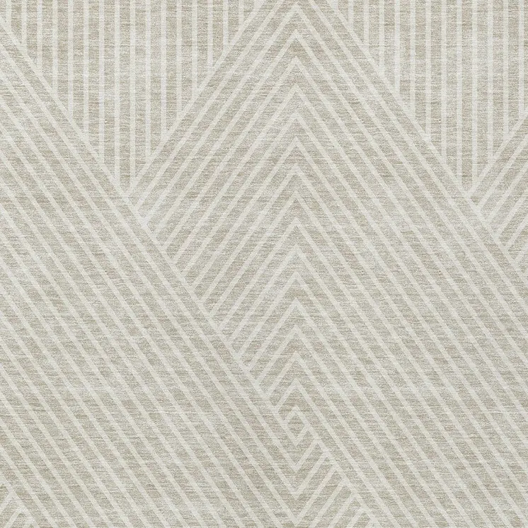 9' X 12' Beige And Ivory Geometric Washable Indoor Outdoor Area Rug