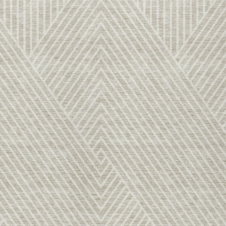 10' X 14' Beige And Ivory Geometric Washable Indoor Outdoor Area Rug