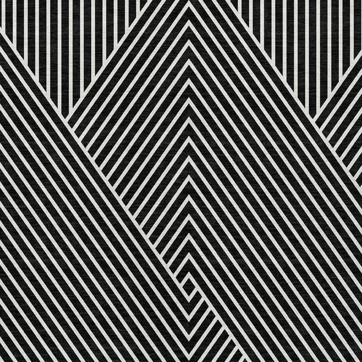 5' X 8' Black And Ivory Geometric Washable Indoor Outdoor Area Rug