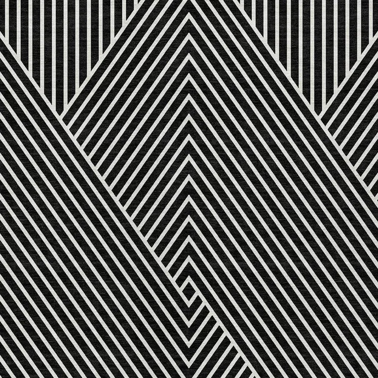 8' X 10' Black And Ivory Geometric Washable Indoor Outdoor Area Rug