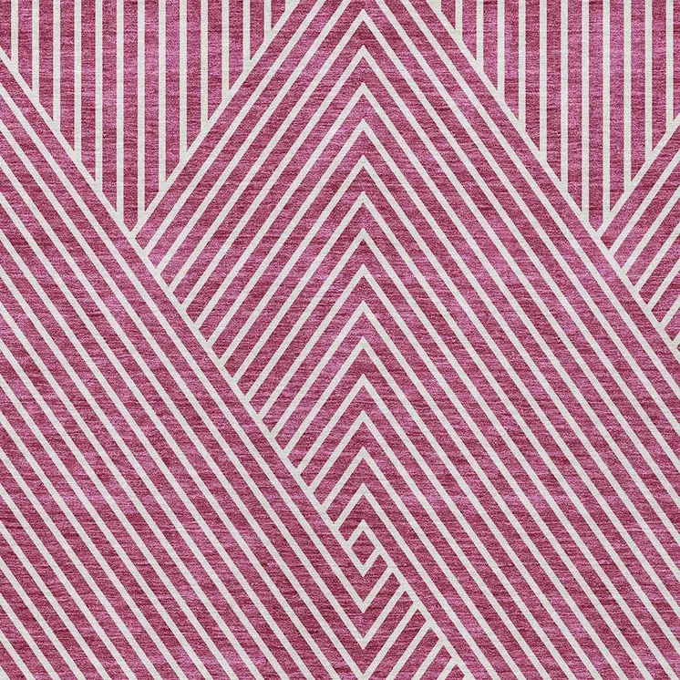 3' X 5' Blush And Ivory Geometric Washable Indoor Outdoor Area Rug