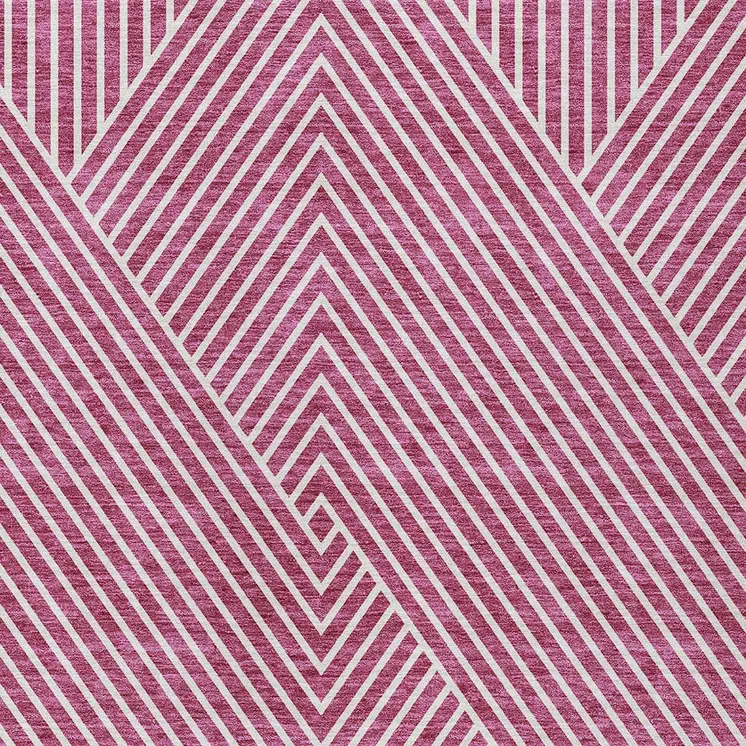 8' X 10' Blush And Ivory Geometric Washable Indoor Outdoor Area Rug