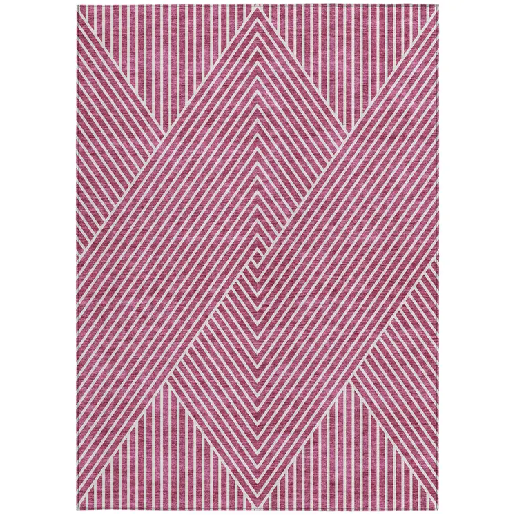 10' X 14' Blush And Ivory Geometric Washable Indoor Outdoor Area Rug