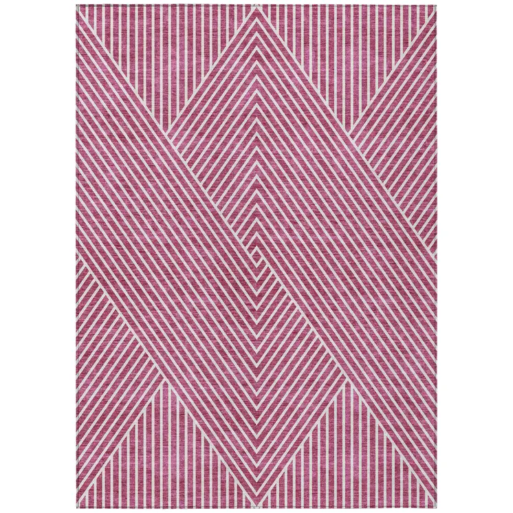 10' X 14' Blush And Ivory Geometric Washable Indoor Outdoor Area Rug