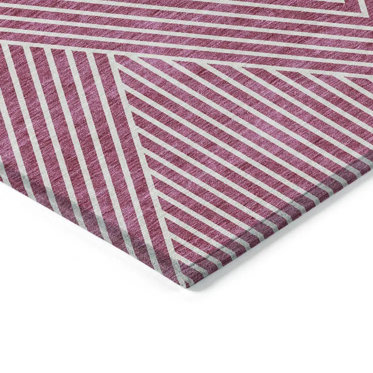 10' X 14' Blush And Ivory Geometric Washable Indoor Outdoor Area Rug