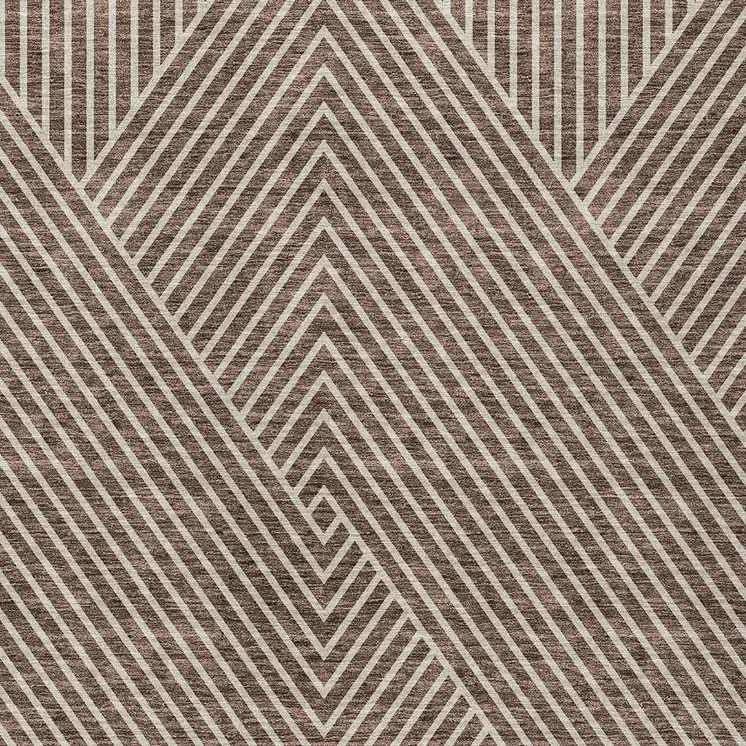 5' X 8' Brown And Ivory Geometric Washable Indoor Outdoor Area Rug