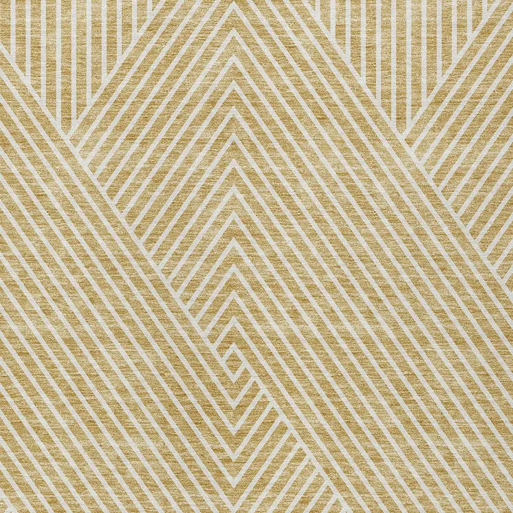 10' X 14' Gold And Ivory Geometric Washable Indoor Outdoor Area Rug