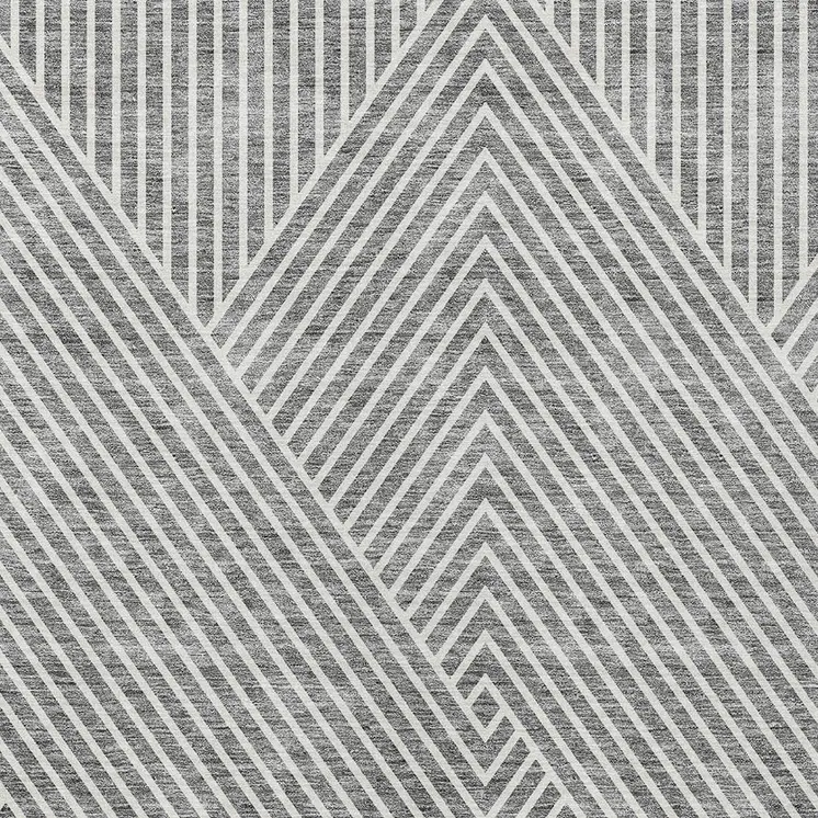 3' X 5' Gray And Ivory Geometric Washable Indoor Outdoor Area Rug