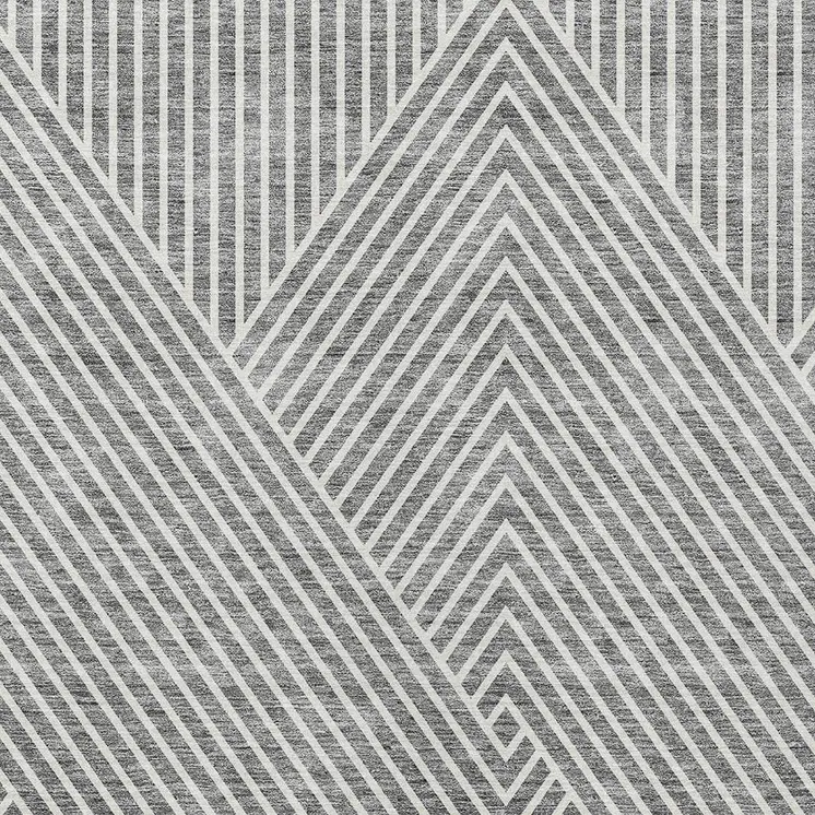10' X 14' Gray And Ivory Geometric Washable Indoor Outdoor Area Rug