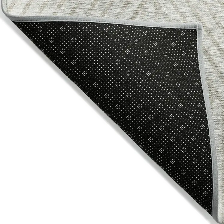 3' X 5' Ivory And Pale Beige Geometric Washable Indoor Outdoor Area Rug