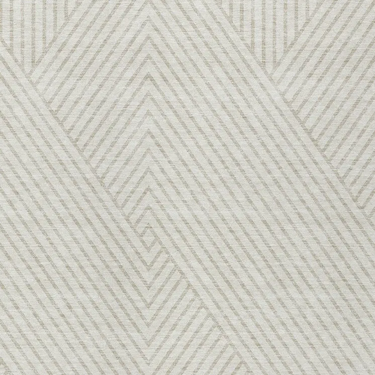 3' X 5' Ivory And Pale Beige Geometric Washable Indoor Outdoor Area Rug