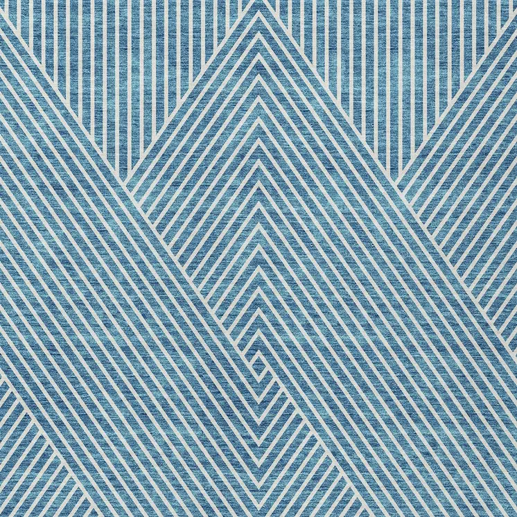3' X 5' Teal Blue And Ivory Geometric Washable Indoor Outdoor Area Rug