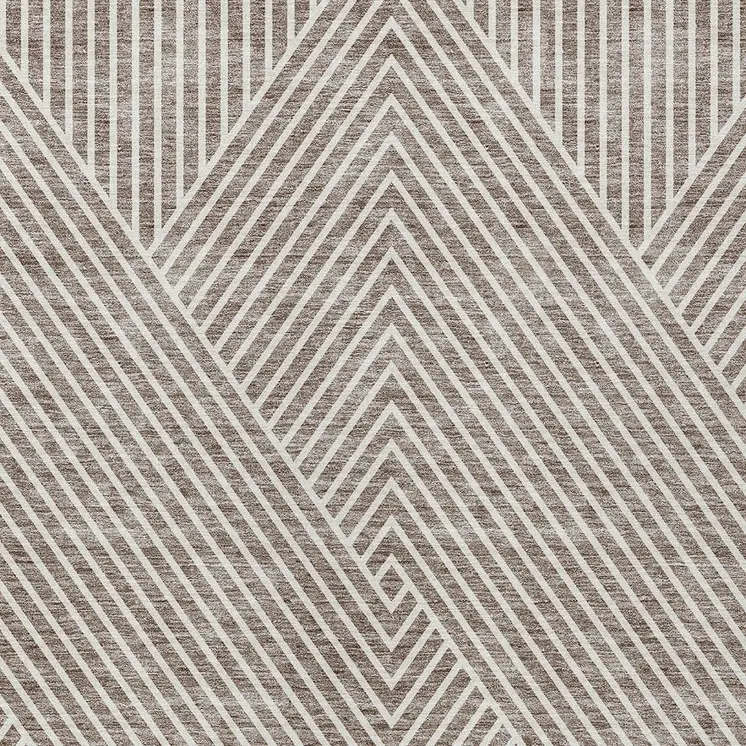 5' X 8' Taupe And Ivory Geometric Washable Indoor Outdoor Area Rug