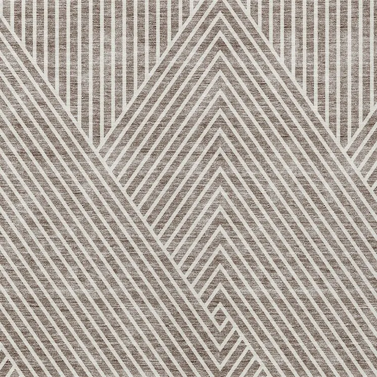 9' X 12' Taupe And Ivory Geometric Washable Indoor Outdoor Area Rug