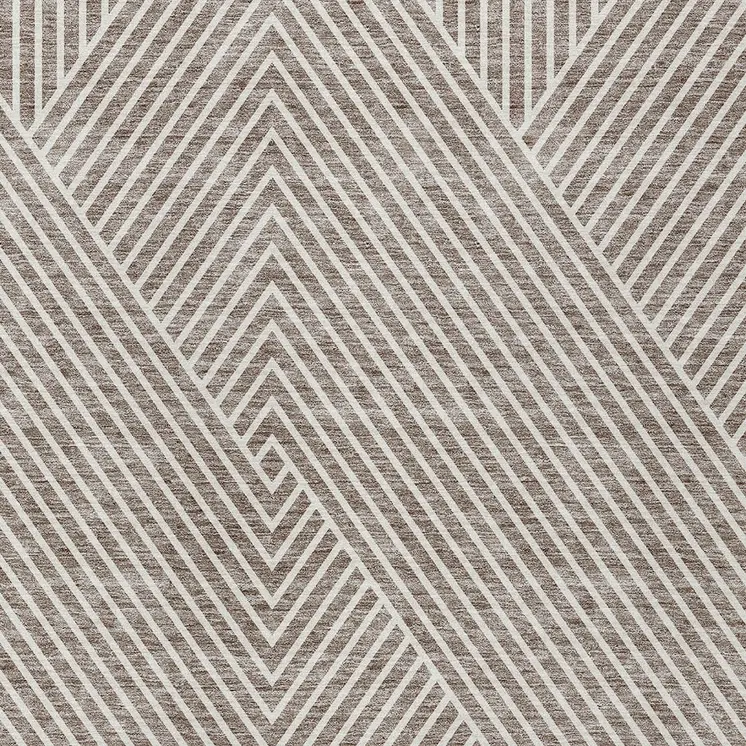 10' X 14' Taupe And Ivory Geometric Washable Indoor Outdoor Area Rug