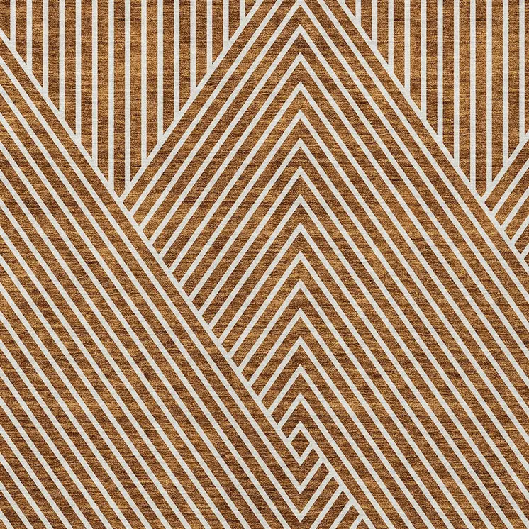 5' X 8' Terra Cotta And Ivory Geometric Washable Indoor Outdoor Area Rug
