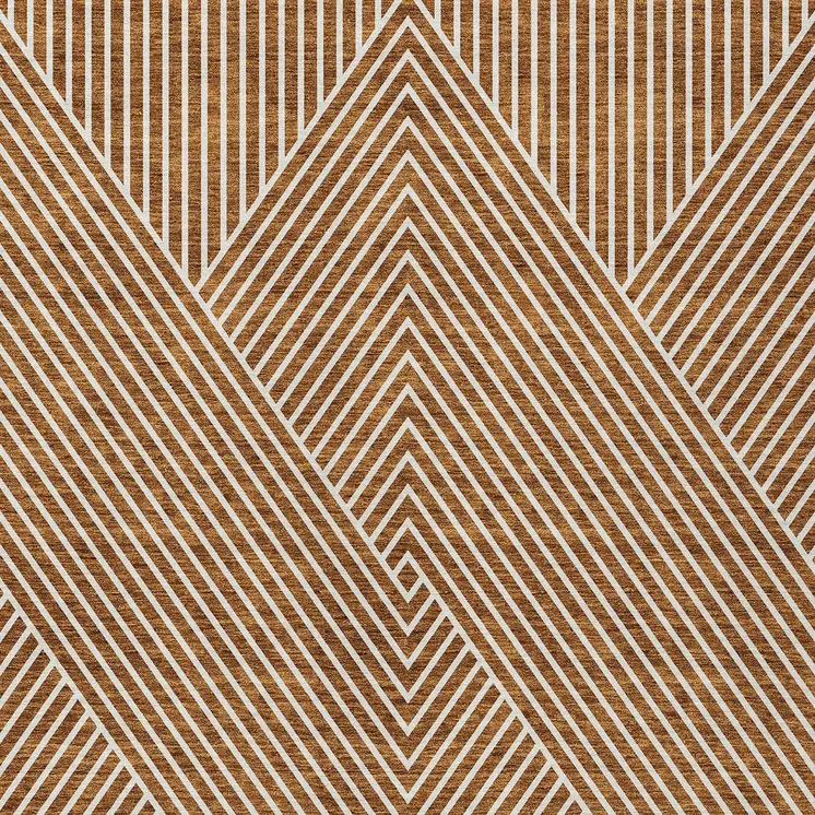 10' X 14' Terra Cotta And Ivory Geometric Washable Indoor Outdoor Area Rug