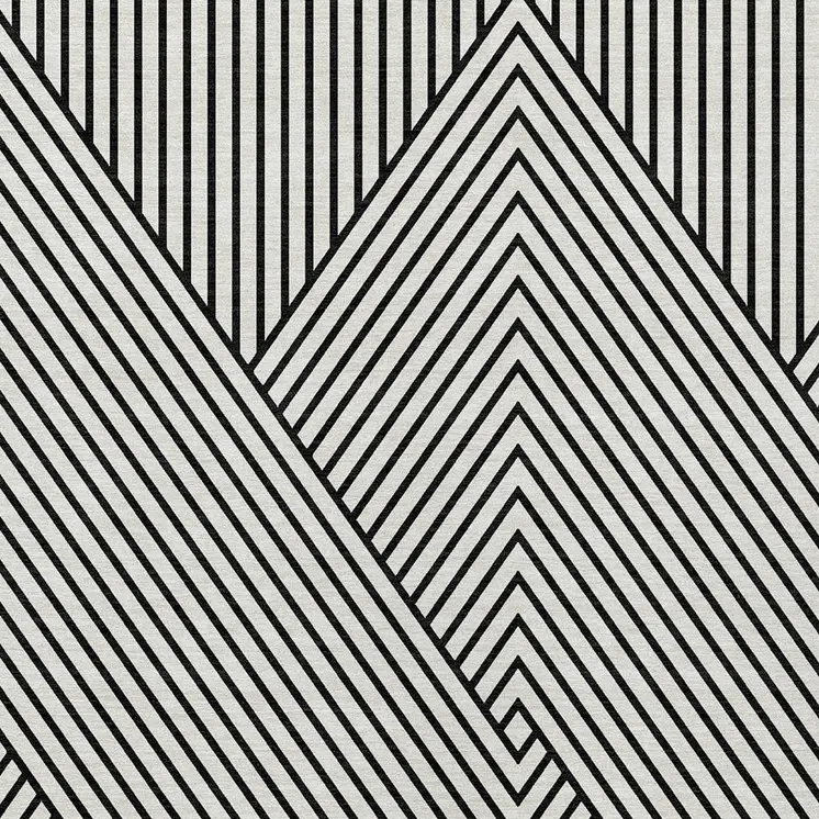 3' X 5' White And Black Geometric Washable Indoor Outdoor Area Rug